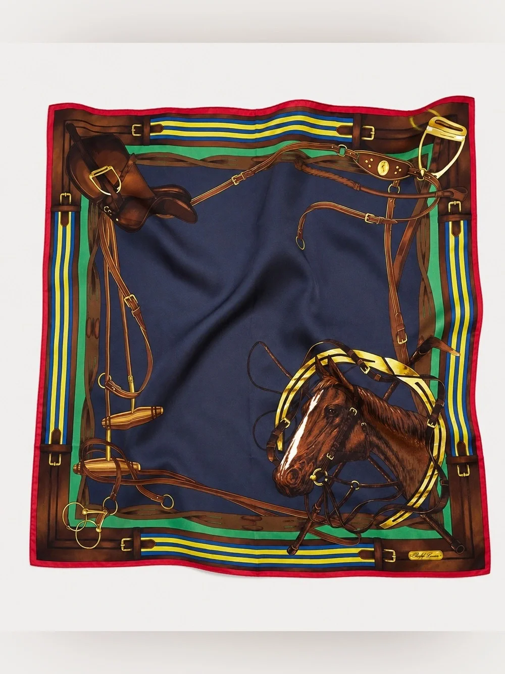 Ralph Lauren Collection Purple Label Equestrian Horse Silk Scarf Shawl 35